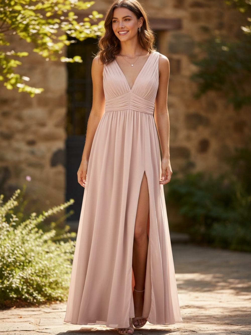 NWT Lulus Heavenly Hughes blush Maxi. Med